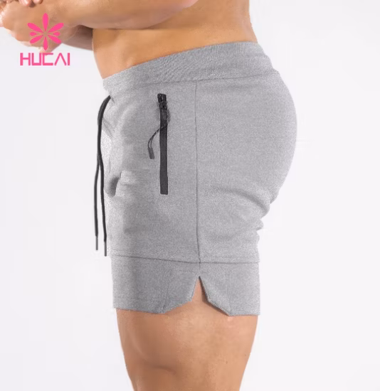 Hucai Sportswear Gym Clothing Men Sports Biker Shorts with Pocket