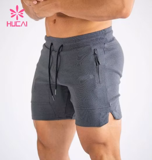 Hucai Sportswear Gym Clothing Men Sports Biker Shorts with Pocket